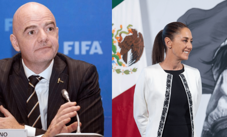 Imagen editada de Presidente de FIFA con Claudia Sheinbaum