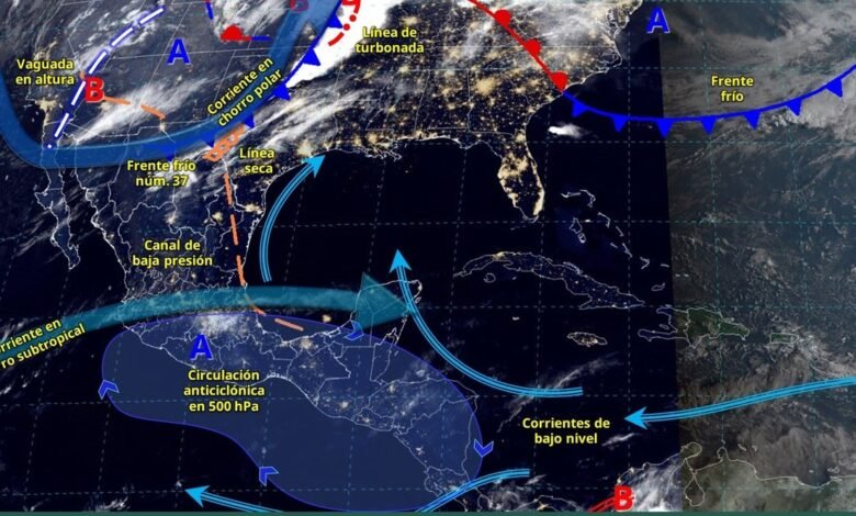 Mapa de sistemas meteorológicos actuales