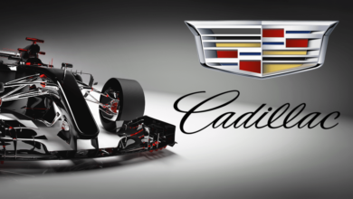 Imagen editada de monoplaza y logo de Cadillac