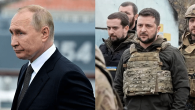Imagen editada de presidente de rusia y de ucrania