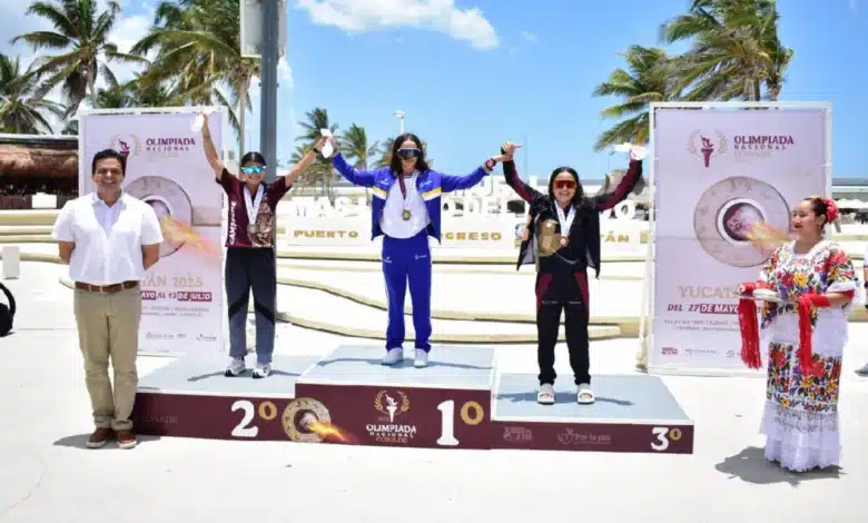 Brillan atletas campechanas con medallas en el arranque del triatlón en la Olimpiada Nacional 2025