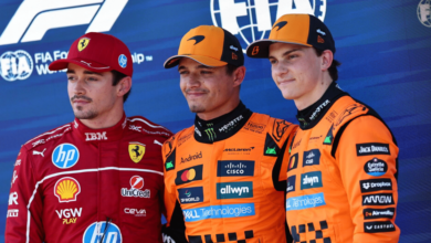 Norris parte en punta en Austria tras dominar la qualy Leclerc y Piastri lo escoltan (Foto por EFE)