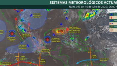 Para hoy, el monzón mexicano en el noroeste del país y una circulación ciclónica en altura frente a costas de la península de Baja California, mantendrán la probabilidad de lluvias puntuales muy fuertes en Chihuahua