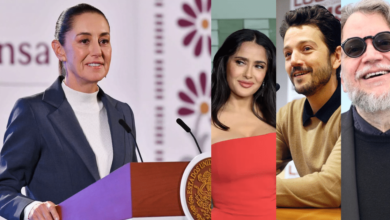 La presidenta Claudia Sheinbaum Pardo reconoció a los actores de México en Hollywood, Salma Hayek, Diego Luna y Demian Bichir, así como al director de cine Guillermo del Toro.