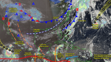 Para hoy, el monzón mexicano e inestabilidad atmosférica, propiciarán lluvias puntuales intensas en el norte y centro de Nayarit; centro y sur de Sinaloa y oeste de Durango; puntuales muy fuertes en Sonora y Chihuahua; y puntuales fuertes en Baja California Sur y Baja California.