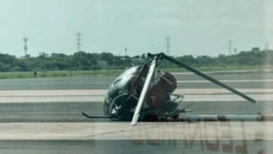 Helicóptero se desploma en el Aeropuerto Internacional de Ciudad del Carmen