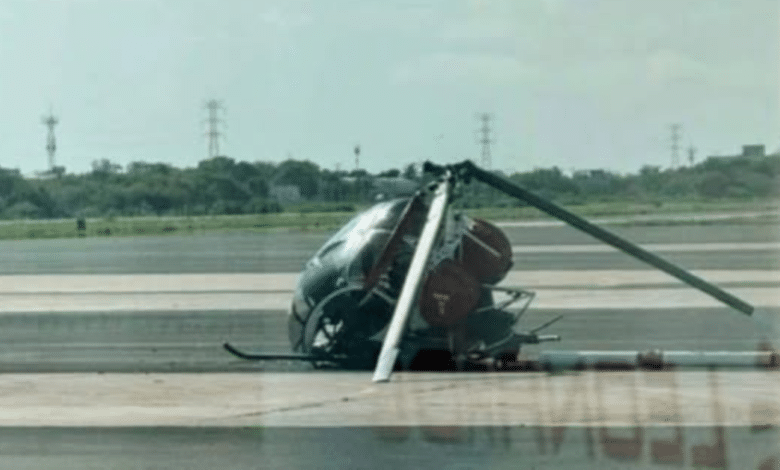 Helicóptero se desploma en el Aeropuerto Internacional de Ciudad del Carmen