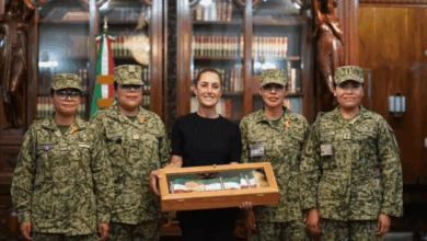 La presidenta de México mostró el proceso de confección de la banda presidencial elaborada por mujeres del Ejército, prenda que estrenará en el Grito de Independencia y el desfile militar del 15 y 16 de septiembre.