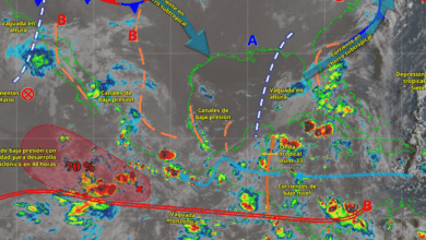 Este día, los remanentes de Mario interaccionarán con una vaguada en altura, generando fuertes rachas de viento y lluvias fuertes en la península de Baja California.