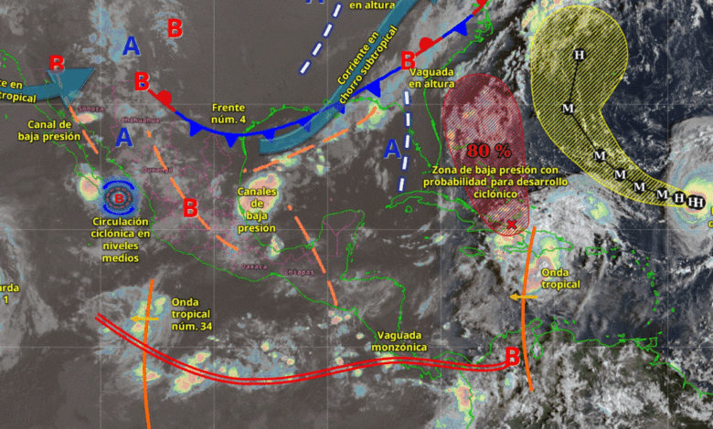 En alerta Frente frío y onda tropical provocan lluvias intensas en gran parte del país