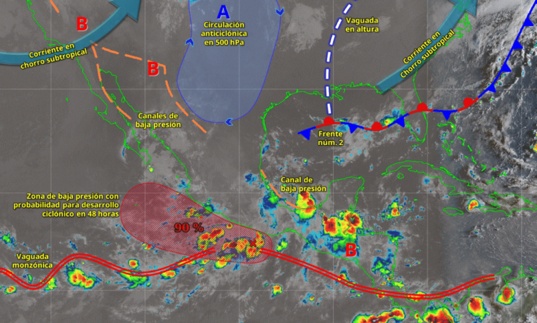 Lluvias intensas afectarán al occidente, oriente, sur y sureste de México, incluida la Península de Yucatán