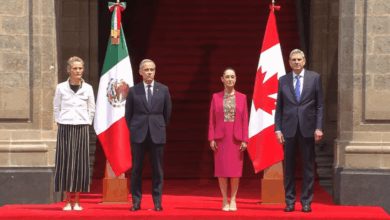 Sheinbaum recibe al primer ministro de Canadá, Mark Carney, en Palacio Nacional