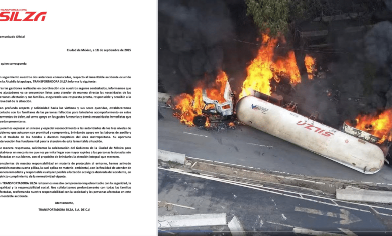 Transportadora Silza activará seguros para atender a víctimas de explosión en Iztapalapa