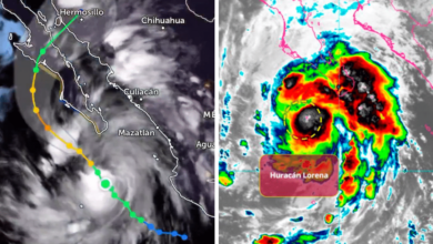 El ciclón ‘Lorena’ evolucionó a huracán categoría 1 y se dirige hacia la Península de Baja California, donde impactará con lluvias torrenciales y fuertes rachas de viento. Seis estados del Pacífico sufrirán afectaciones en los próximos días.