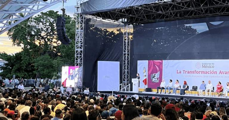 La presidenta destacó que la transformación avanza con pensiones, becas, obras de infraestructura y programas productivos, y adelantó el arranque del “Plan Campeche