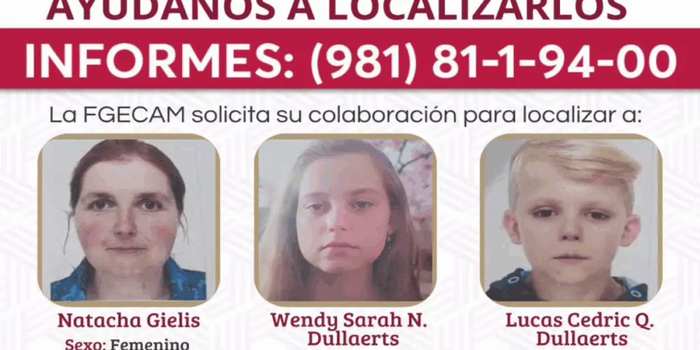 Alerta por desaparición de madre y dos menores belgas en Campeche