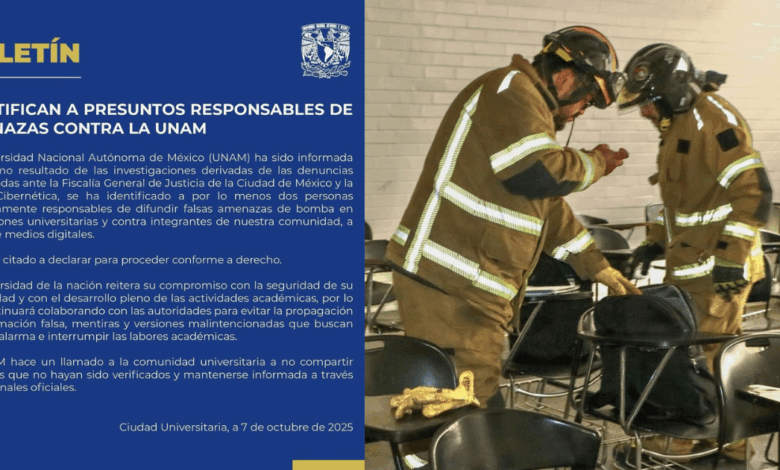 La UNAM identifica a dos presuntos responsables de falsas amenazas de bomba (Foto por Cuartoscuro y UNAM)