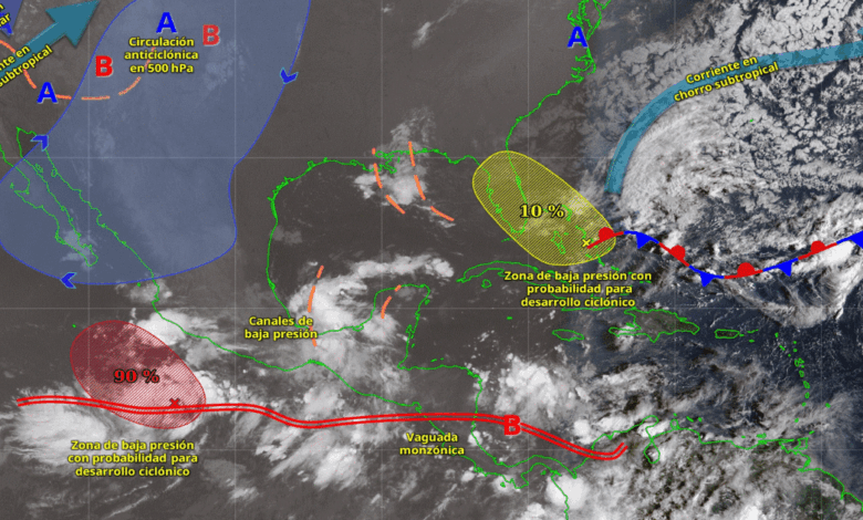 Lluvias intensas afectarán a seis estados del país por posible ciclón tropical