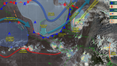 Para hoy, el frente frío núm. 11 se extenderá sobre la península de Yucatán, originando lluvias puntuales.