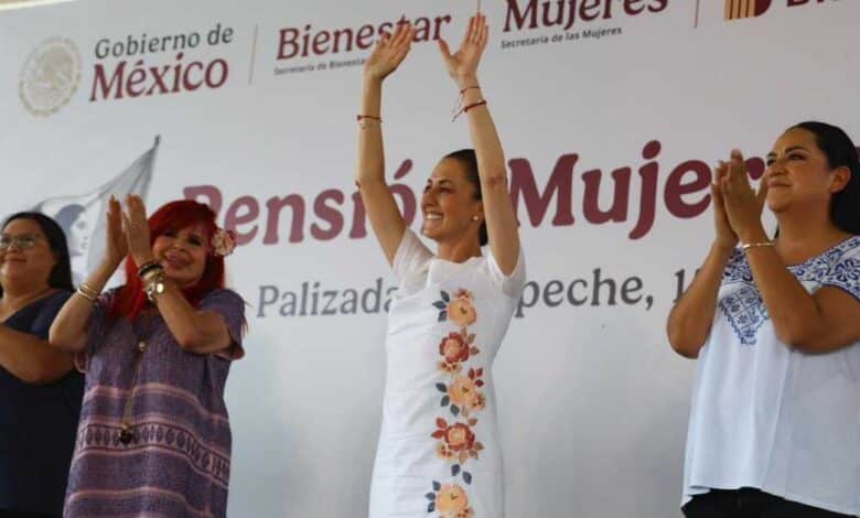 Claudia Sheinbaum encabeza entrega de la Pensión Mujeres Bienestar en Palizada, Campeche