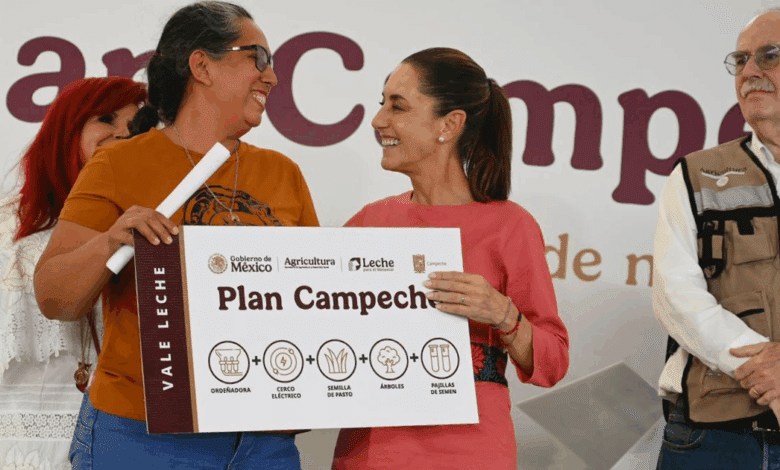 Claudia Sheinbaum presenta Plan Campeche para incrementar la producción de leche, arroz y carne