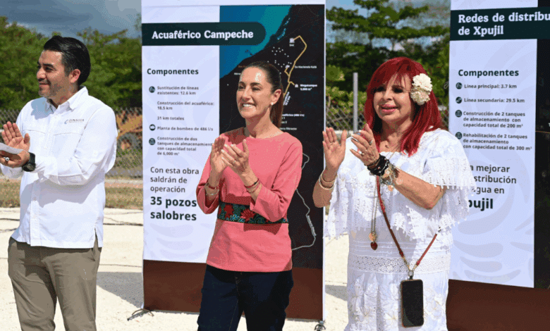 Claudia Sheinbaum y Layda Sansores encabezan el inicio de obras del Acueducto de Campeche