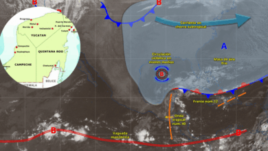 La Onda Tropical 40 provoca lluvias puntuales muy fuertes en Quintana Roo, Yucatán y Campeche