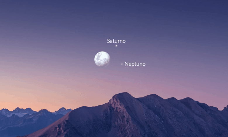 Conjunción lunar con Saturno y Neptuno cuándo verla