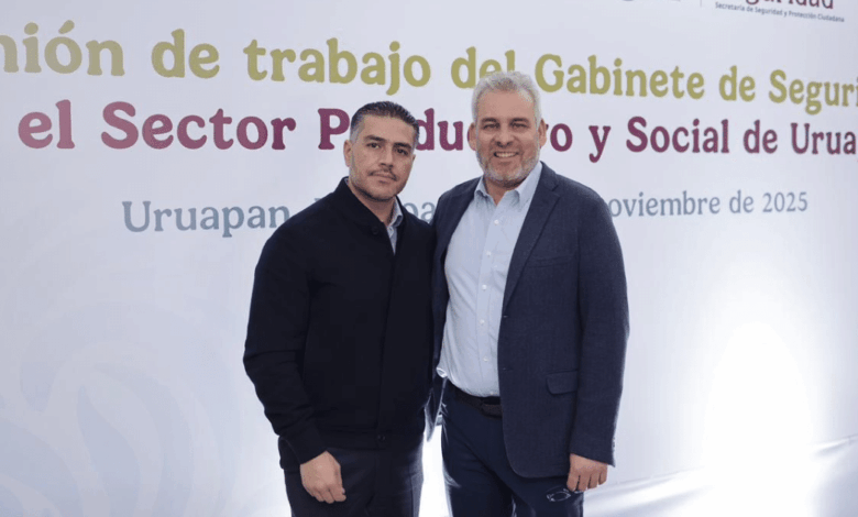 Harfuch y Ramírez Bedolla refuerzan estrategia de seguridad en Uruapan