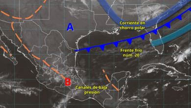 Para hoy, el frente frío núm. 20 se extenderá sobre el noreste de México, ocasionará fuertes rachas de viento en Coahuila, Nuevo León y Tamaulipas.