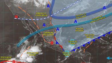 Hoy, el frente núm. 19 se extenderá con características de estacionario sobre la península de Yucatán y el sureste mexicano, ocasionará lluvias puntuales intensas en zonas de Chiapas (norte y este) y Tabasco (sur y sureste); muy fuertes en Veracruz (región Olmeca) y Oaxaca (este), y fuertes en Campeche, Yucatán y Quintana Roo.