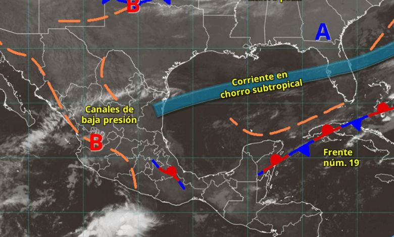 Este día, el frente núm. 19 se mantendrá con características de estacionario sobre el oriente de la península de Yucatán