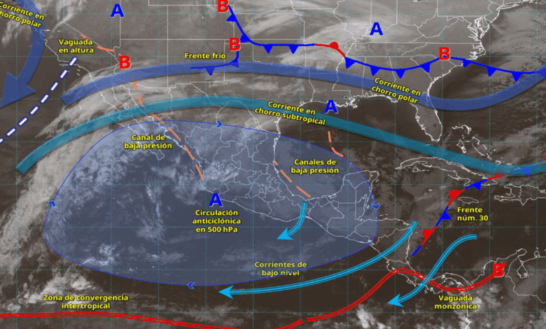 Chubascos y descenso de temperatura impactan al sur y sureste de México