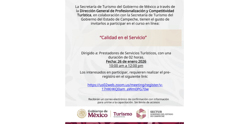 Empresarios y prestadores de servicios: ¡capacítense para mejorar la atención a turistas en Campeche!