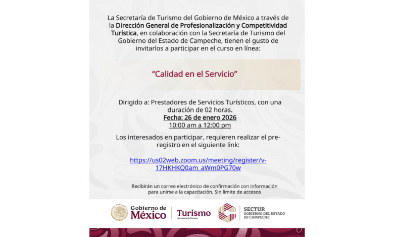 Empresarios y prestadores de servicios: ¡capacítense para mejorar la atención a turistas en Campeche!