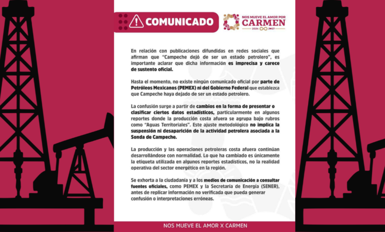 Gobierno de Carmen niega que Campeche haya dejado de ser estado petrolero