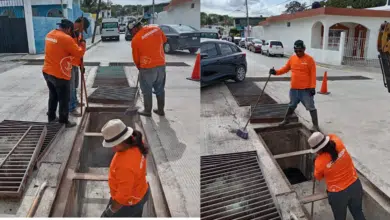 Realizan desazolve de registros pluviales en el barrio de San Román, Campeche