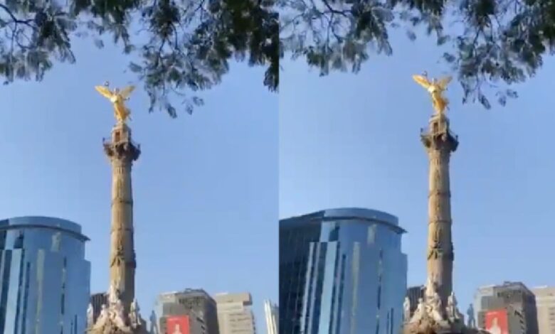 Ángel de la Independencia se balancea durante el sismo en CDMX (Foto de internet)