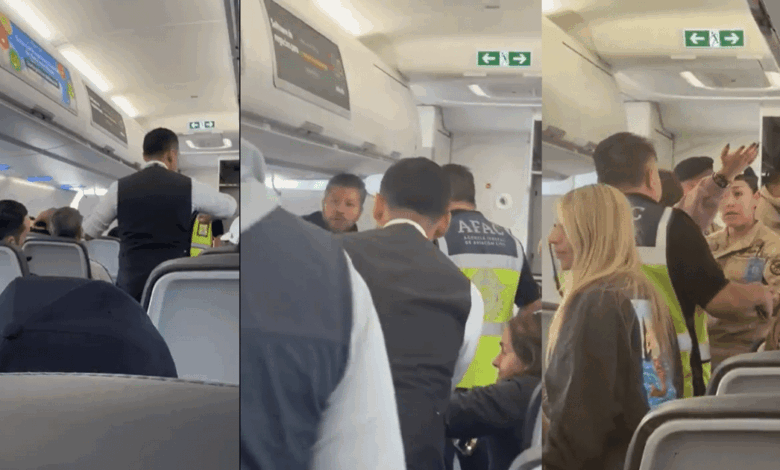 ¡Fuera, fuera! Pareja arma zafarrancho por un perro y retrasa vuelo a Cancún; Marina tuvo que bajarlos (Fotos Redes Sociales)
