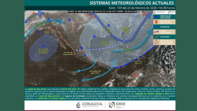 Clima hoy 24 de febrero de 2026 viento de “Norte” intenso en el Istmo y lluvias en el sur y sureste de México