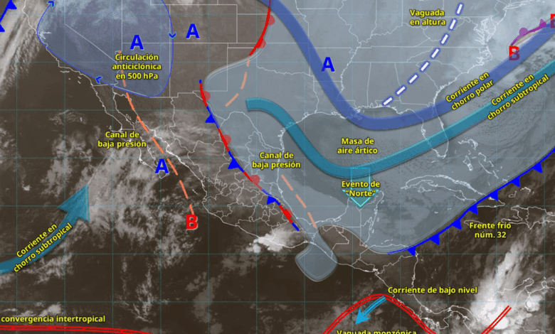 Masa de aire ártico del frente frío 32 provoca frío extremo