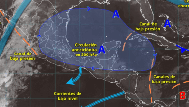 Para hoy, una circulación ciclónica en niveles medios y altos de la atmósfera y una vaguada en altura, se desplazarán lentamente sobre el noroeste y norte del territorio nacional.