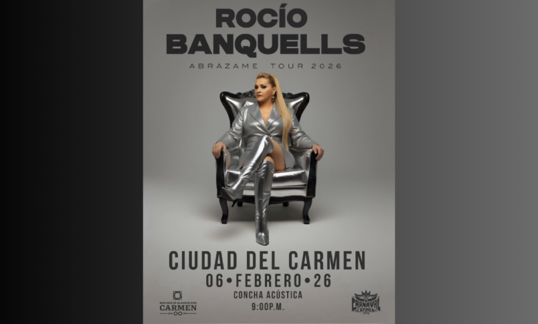 Rocío Banquells llega a Ciudad del Carmen, Campeche, para presentarse en el Carnaval 2026
