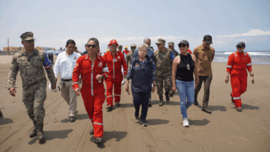 Encuentro de la secretaria Alicia Bárcena con medios durante recorrido de inspección en Veracruz (Foto de cortesía)