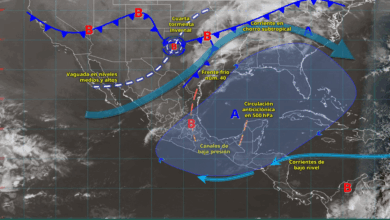 Frente frío 40 provocará chubascos en el centro y sureste del país y fuertes vientos en el norte