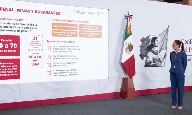 Presidenta Claudia Sheinbaum enviará al Senado iniciativa de ley general para prevenir, investigar, sancionar y reparar el daño por el delito de feminicidio