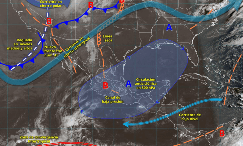 Frente frío provoca chubascos, vientos fuertes y calor extremo en varios estados