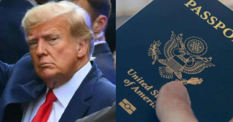 Imagen de Donald Trump en pasaporte de Estados Unidos