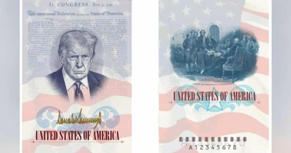 imagen de donald trump en pasaporte de estados unidos 2