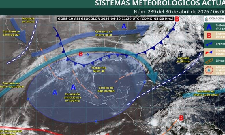 Pronóstico del tiempo México hoy 30 de abril Lluvias fuertes y calor extremo